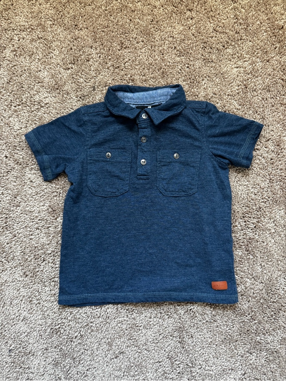 7 For All Mankind Preowned Toddler Boy 3T Short Sleeve Navy Polo Shirt Preppy